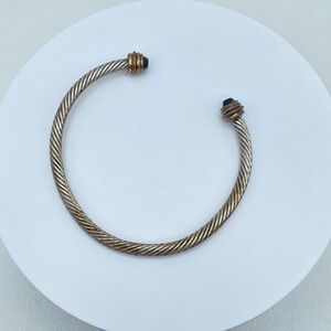 VTG Gold-Tone Adjustable Classic Engraved Braided Twisted Cable Cuff Bracelet
